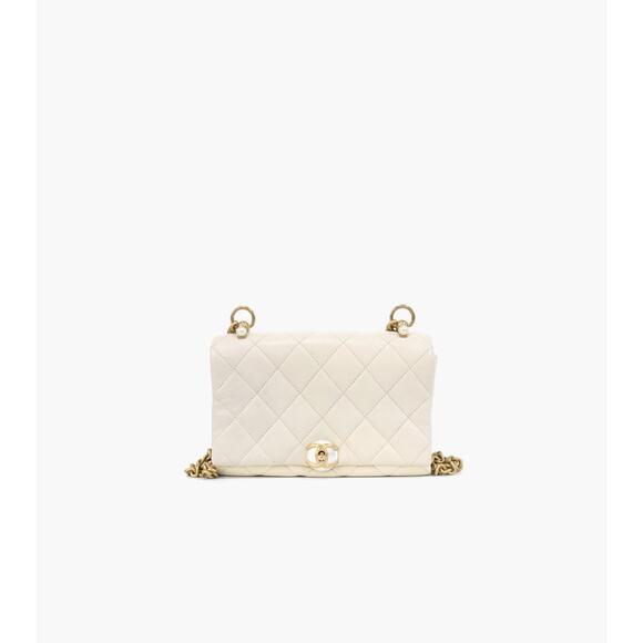 CHANEL Beige Accordion Flap Chain Bag A-A32248 - Picture 1 of 1
